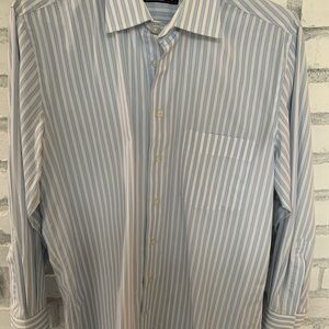 ILMIO Italy Blue and White Striped Men's Dress Shirt